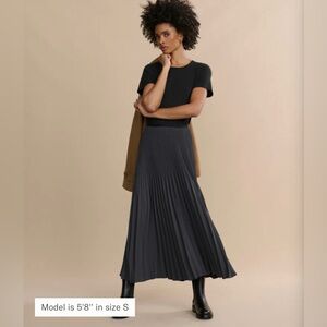 Jenni kayne Pleated Maxi Skirt in Charcoal Gray slate